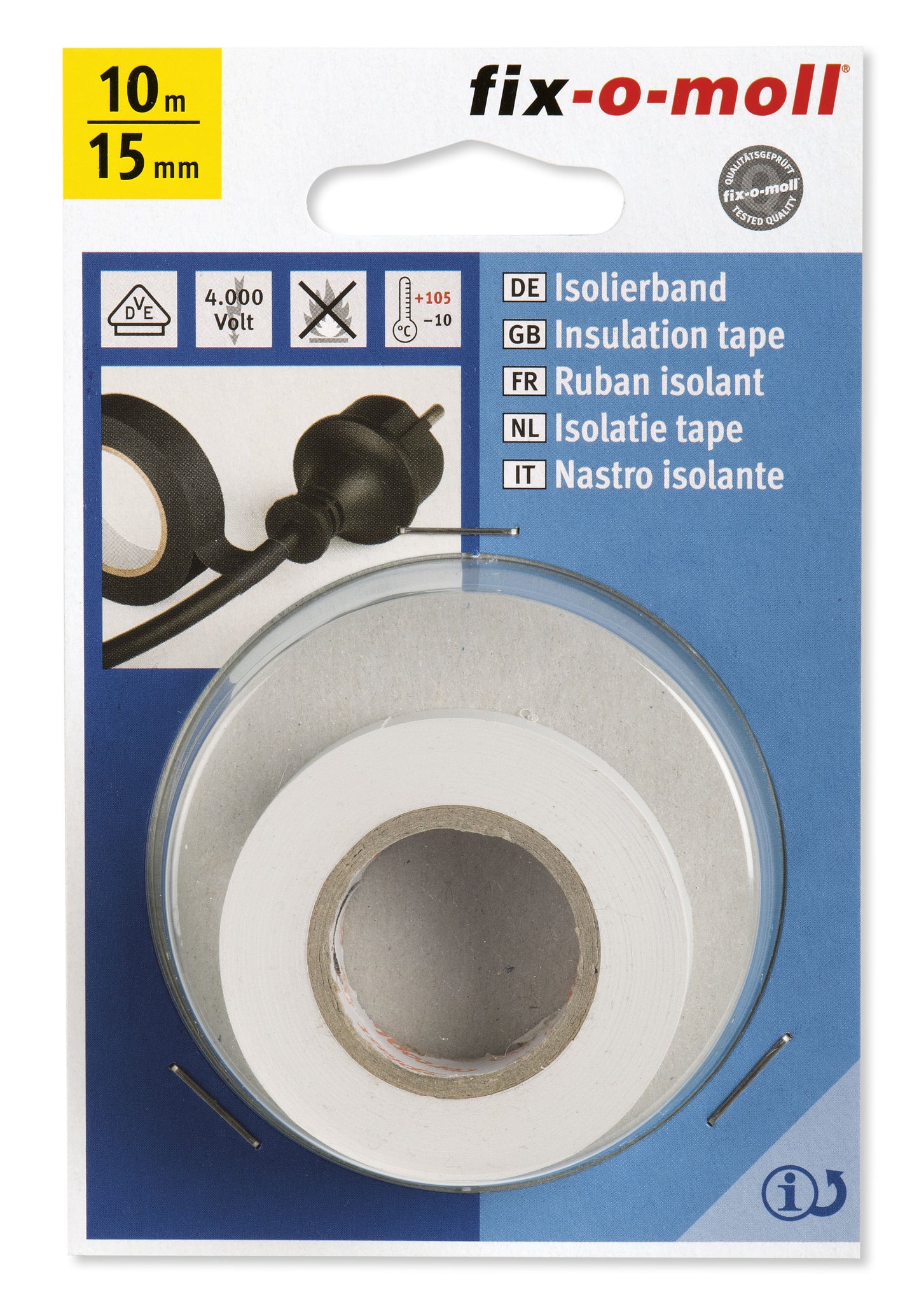 Isoleringstape Hvit 10mx15mm