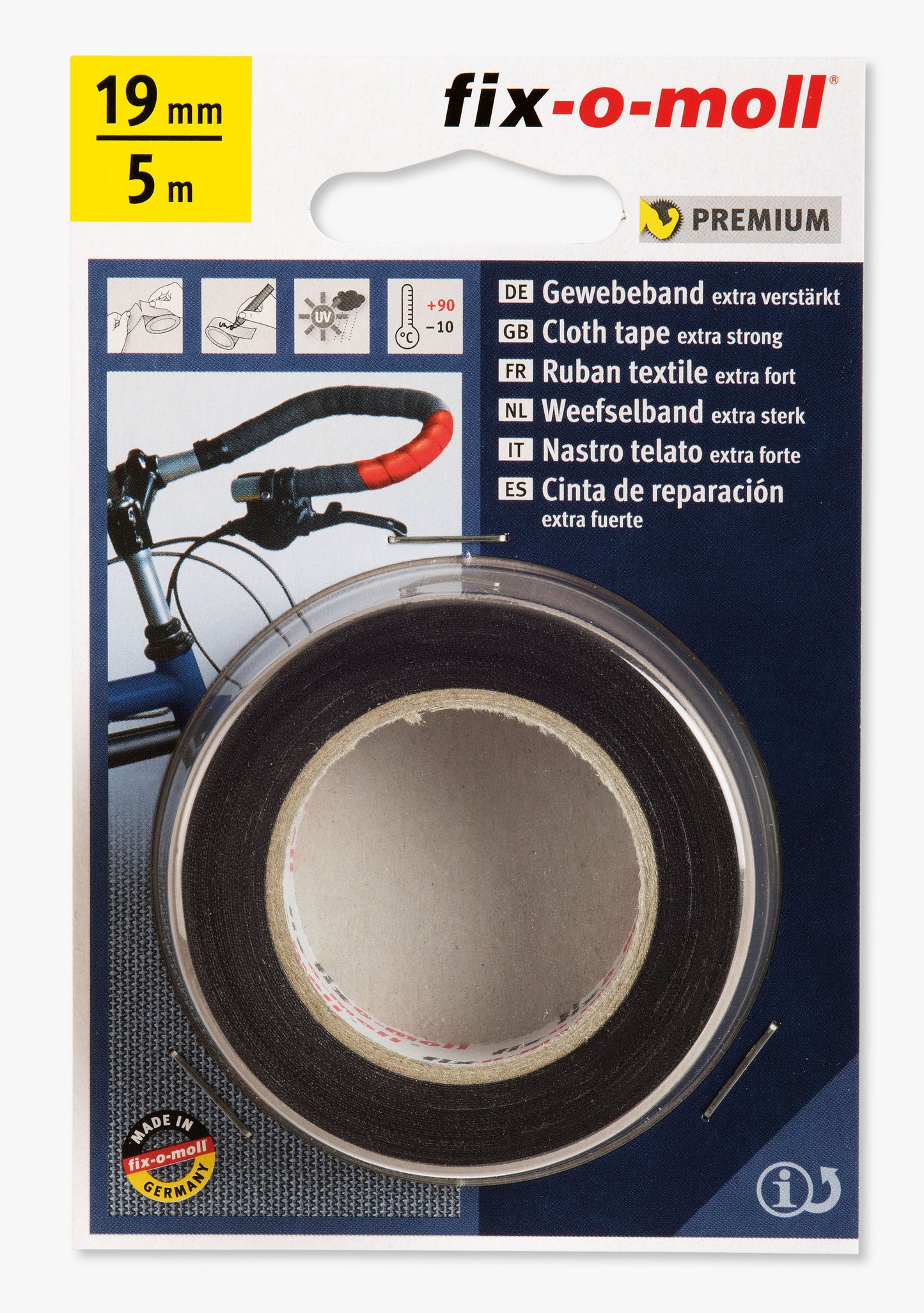 Lerretstape Sort 5mx19mm