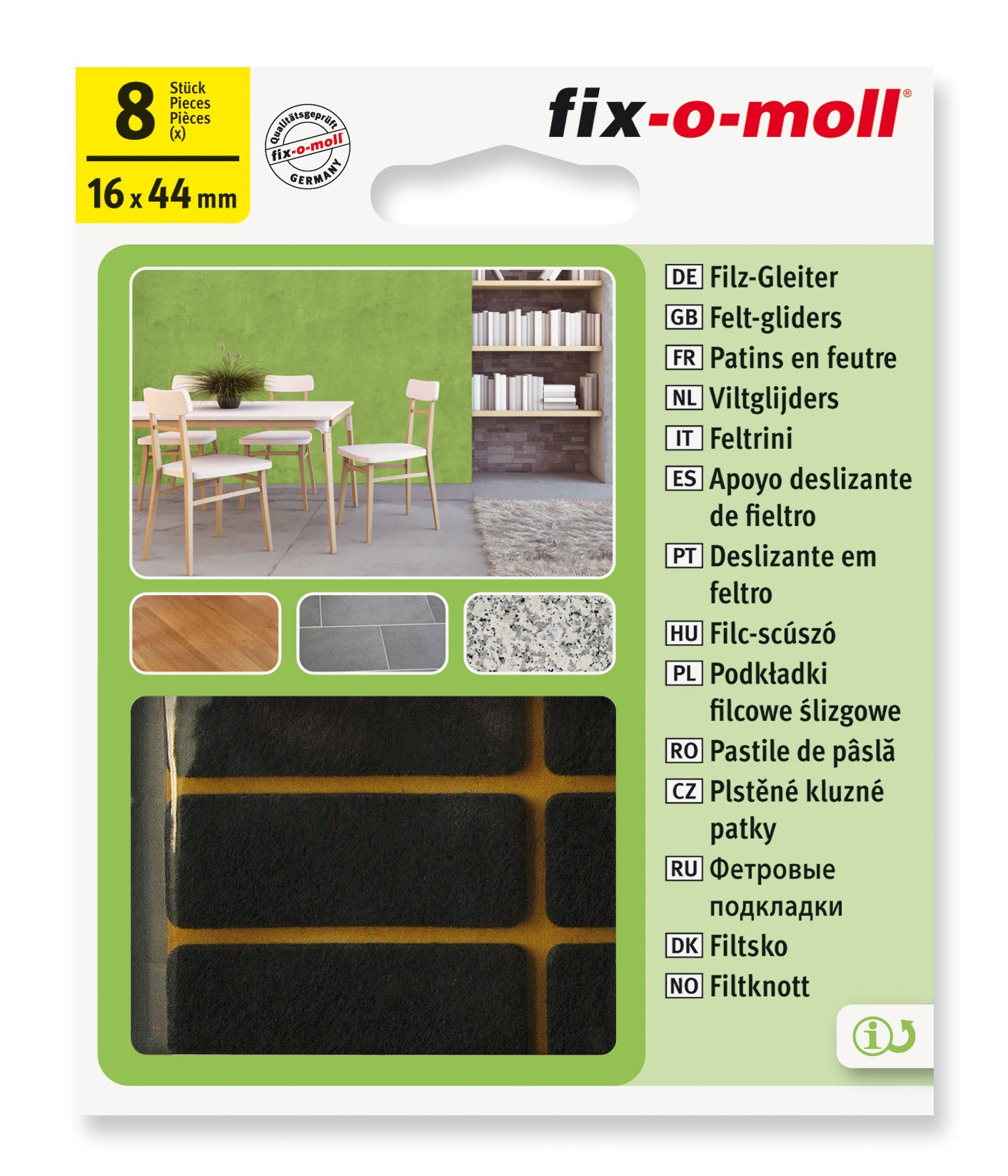 Filtknott Brun 16x44mm (8 stk)