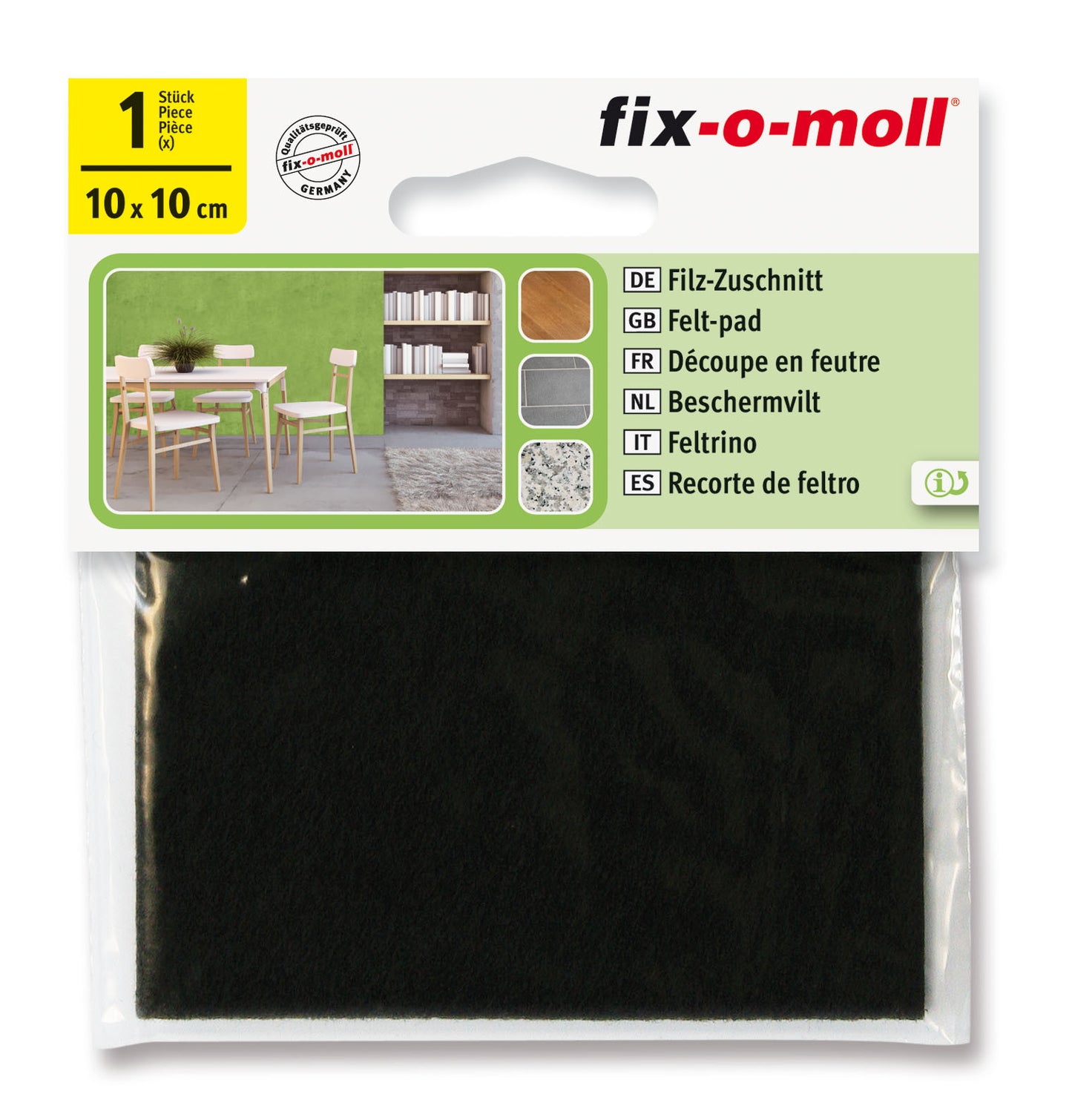 Filtknott selvklebende Brun 10x10mm (1 stk) - møbelknotter til parkett og stolben