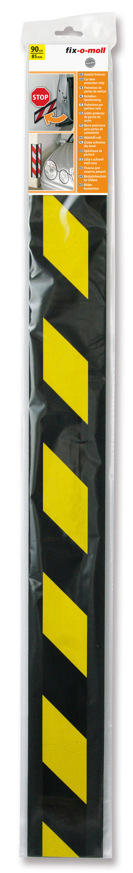 Bildørbeskyttelseslist gul/svart 90cm x 85mm