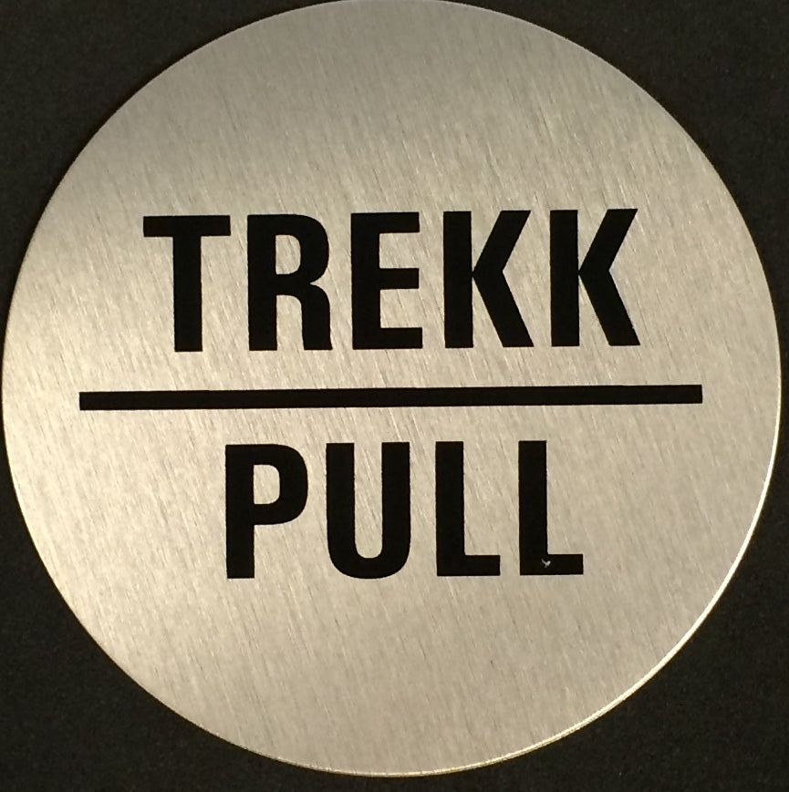 Skilt Trekk/Pull Ø75mm