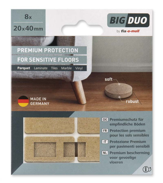 Filtknott selvklebende Beige Bigduo 20x40mm (8 stk) – beskytter parkett og gulv