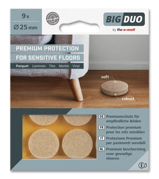 Filtknott Beige Bigduo  25mm (9 stk)