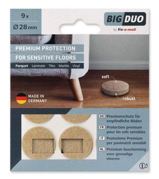 Filtknott selvklebende Beige Bigduo  35mm (4 stk) – beskytter parkett og gulv
