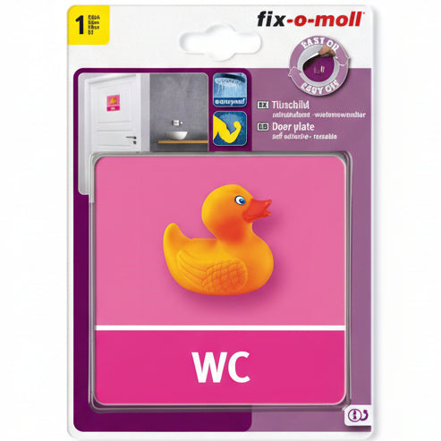Wc skilt selvklebende And rosa