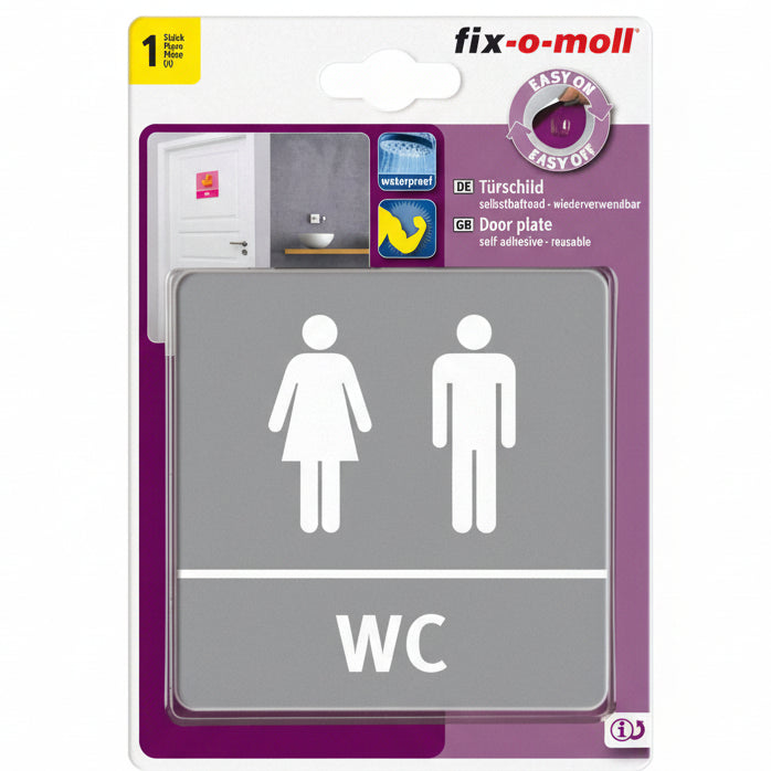 Wc skilt selvklebende Grå dame/herre