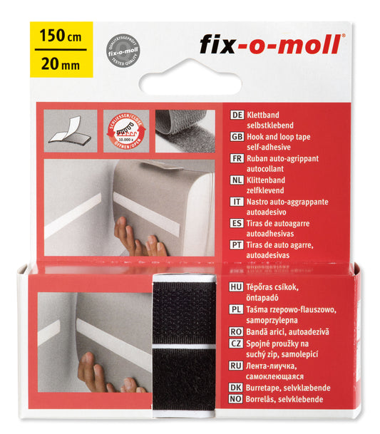 Borrelås Selvklebende Sort (150cmx20mm)