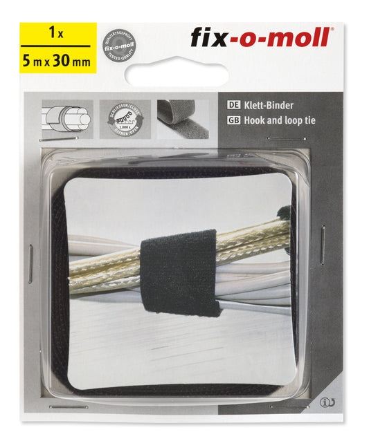 Borrelås kabel Sort (5mx30mm)