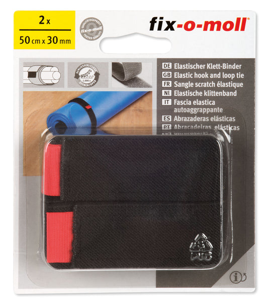 Borrelås Hook+Loop Elastisk Sort 2stk