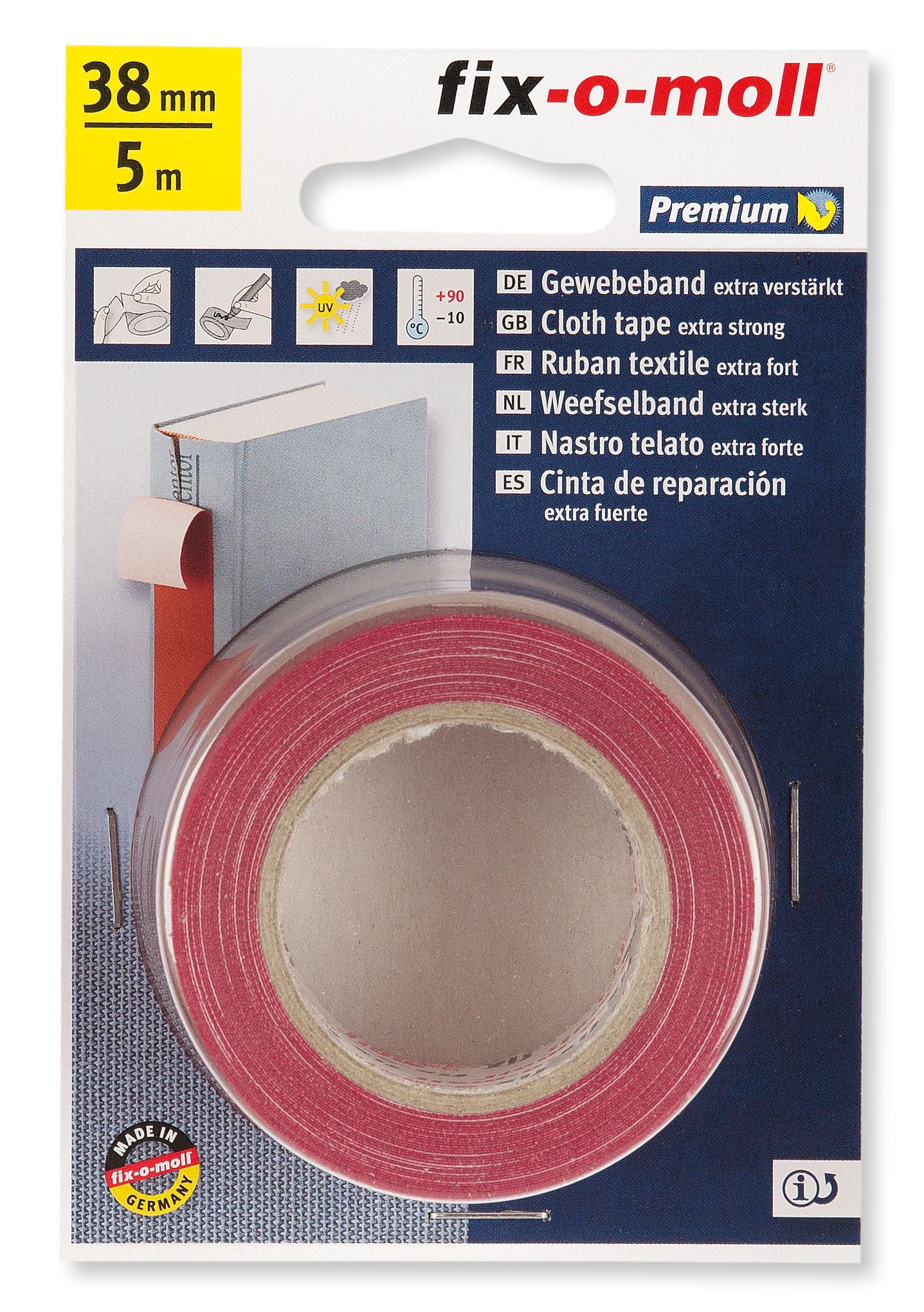 Lerretstape Rød 5mx38mm