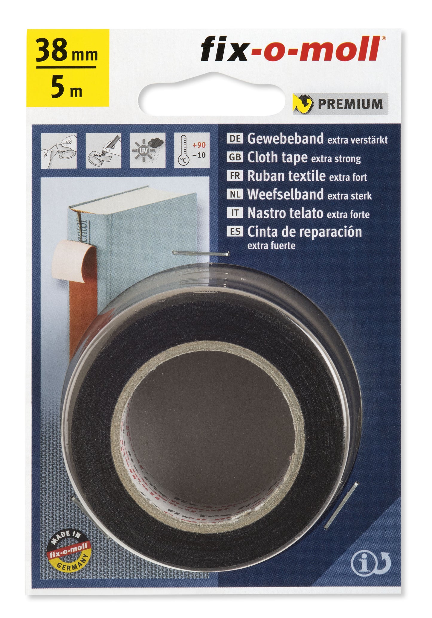 Lerretstape Sort 5mx38mm