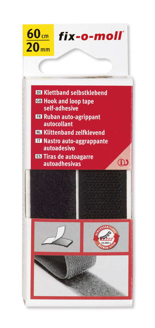 Borrelås Selvklebende Sort (60cmx20mm)