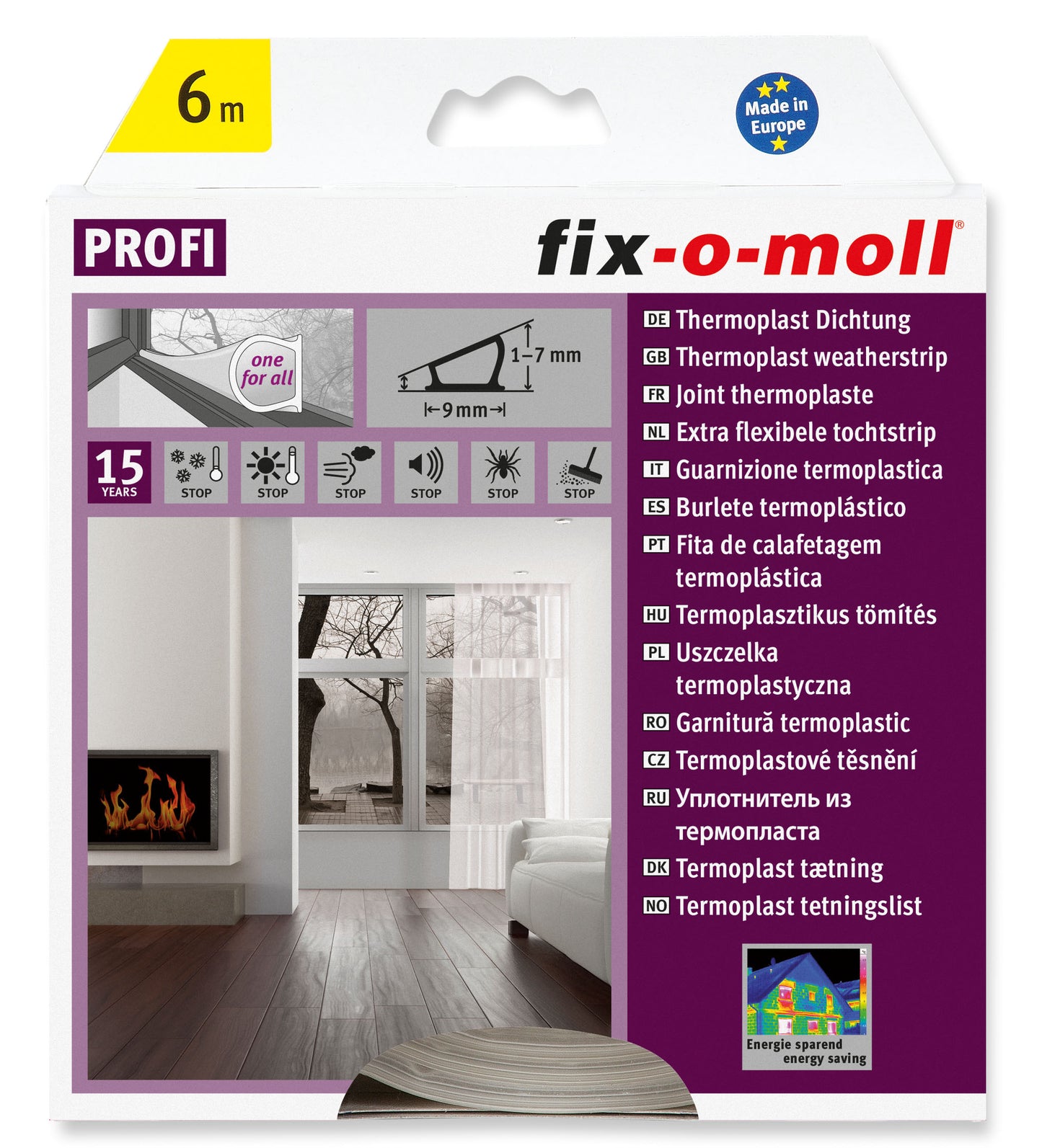 Tetningslist  Termoplast Universal 6mx9mm