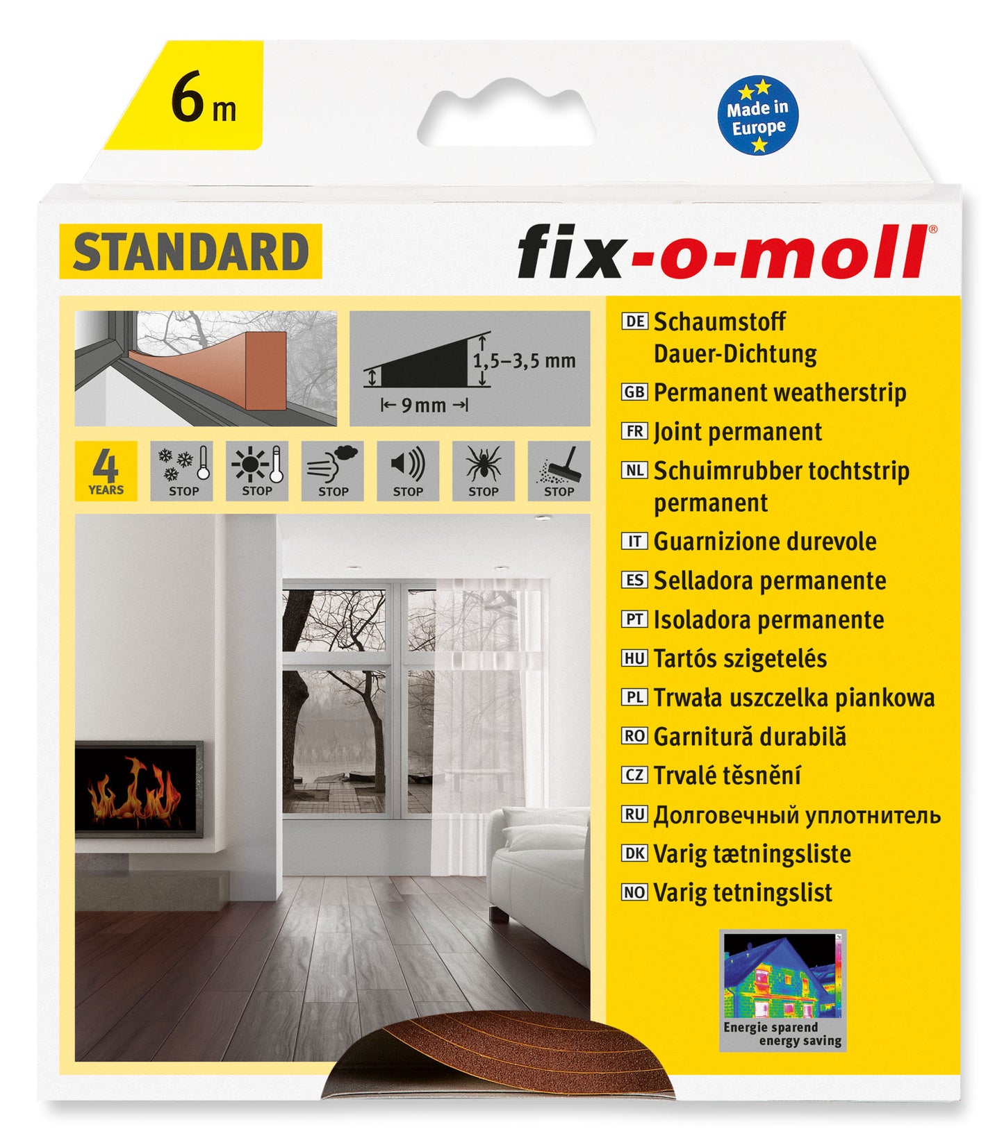 Tetningslist PVC Brun 6mx4mm