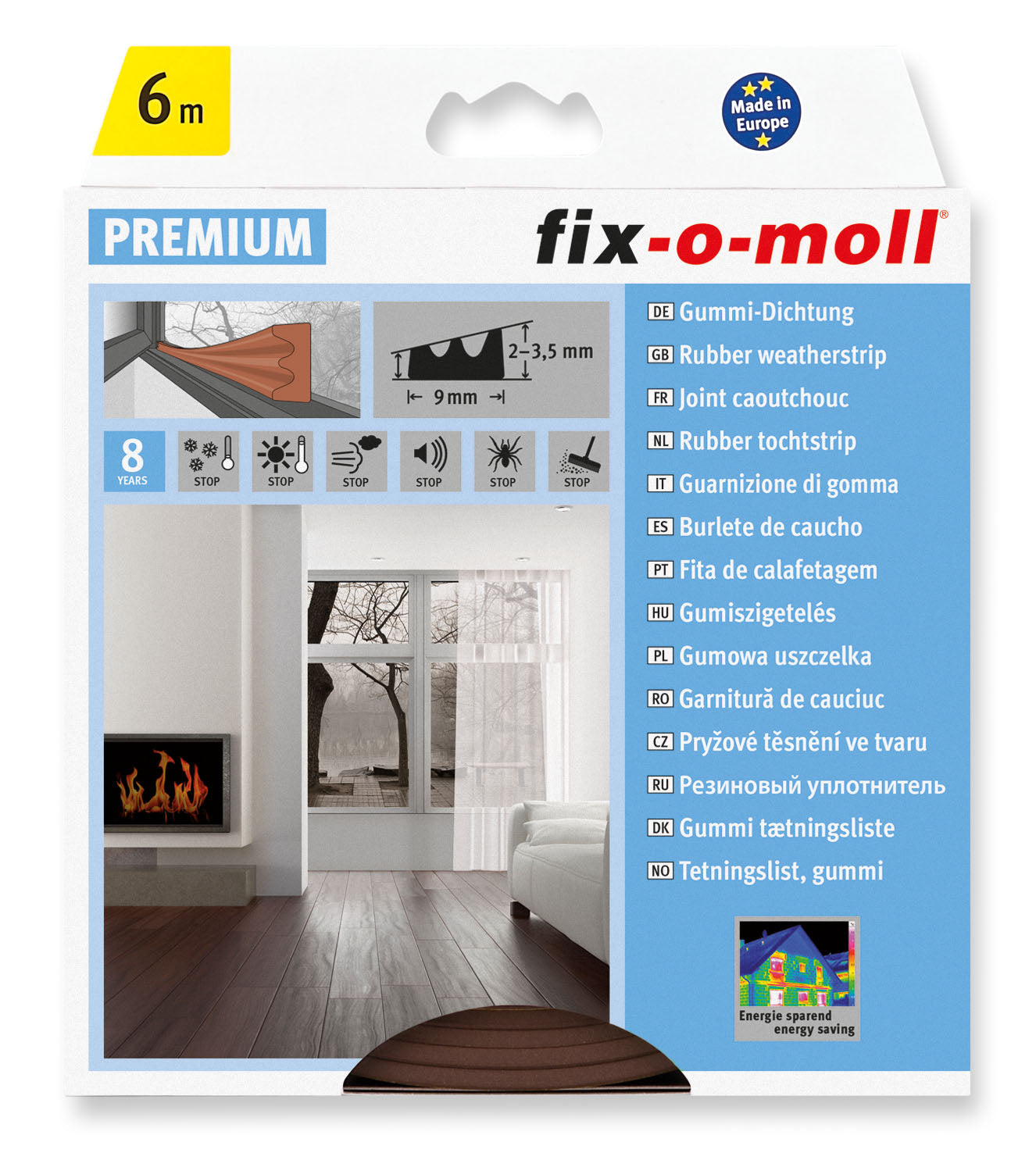 Tetningslist E ( K )  Brun 6mx9mm