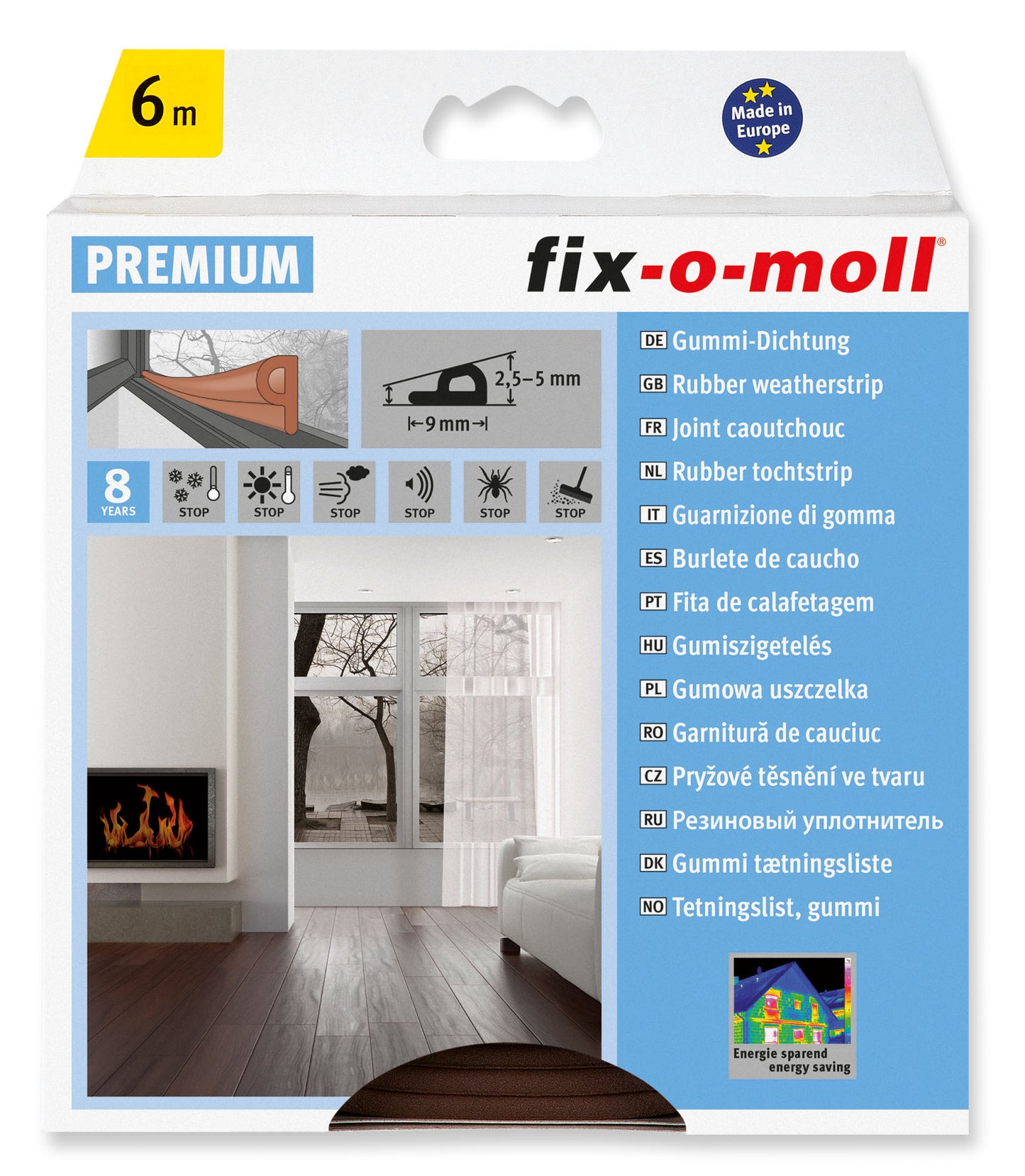 Tetningslist P Brun 6mx9mm