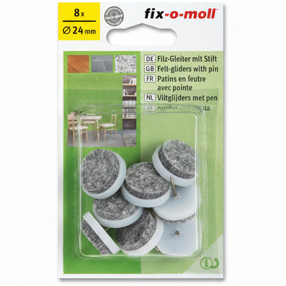 Filtknott m stift Hvit  24mm (8 stk)