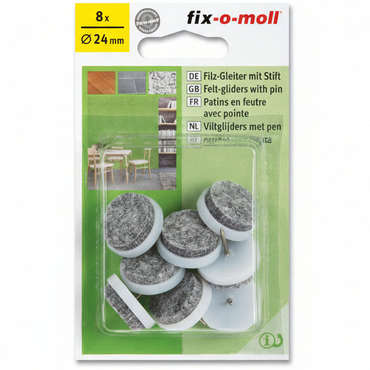 Filtknott m stift Hvit  24mm (8 stk)