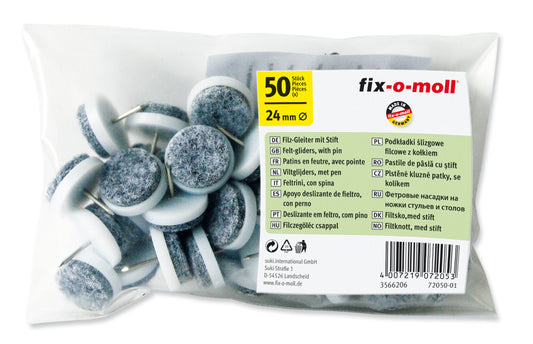 Filtknott m stift Hvit 24mm 50 stk