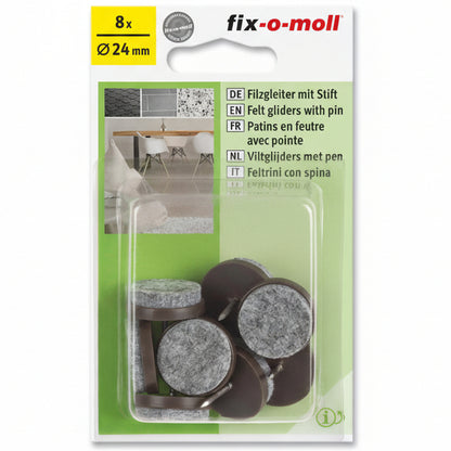 Filtknott m stift Brun 24mm (8 stk)