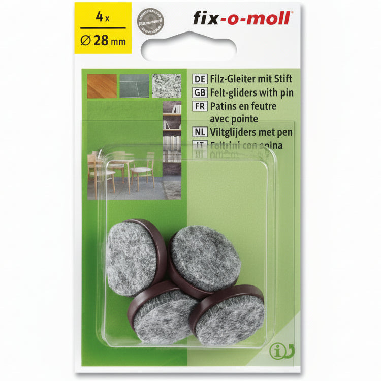 Filtknott m stift Brun 28mm (4 stk)