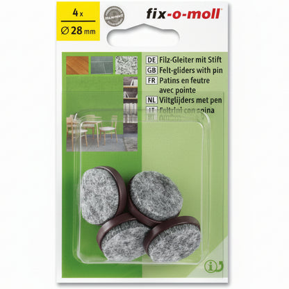 Filtknott m stift Brun 28mm (4 stk)