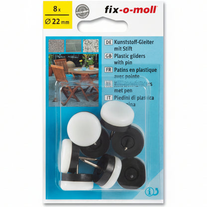 Plast m stift Hvit 22mm (8 stk)