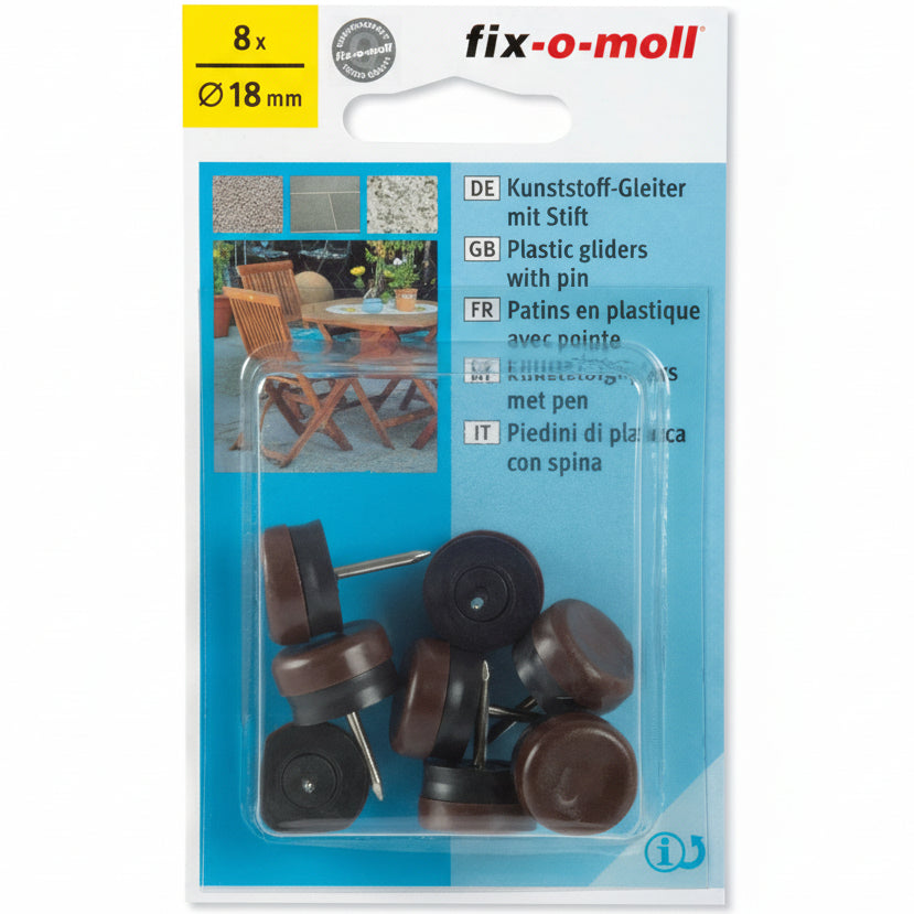 Plast m stift Brun 18mm (8 stk)