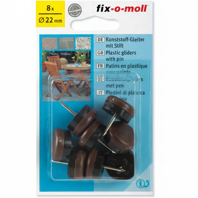 Plast m stift Brun 22mm (8 stk)