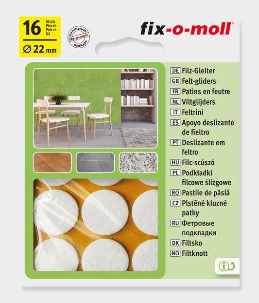 Filtknott Hvit  22mm (16 stk)