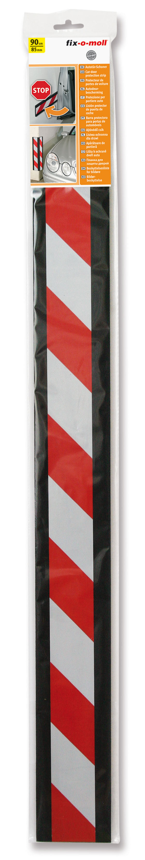 Bildørbeskyttelseslist rød/hvit 90cm x 85mm