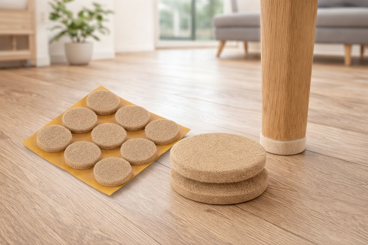 Filtknott selvklebende Beige Bigduo  25mm (9 stk) – beskytter parkett og gulv