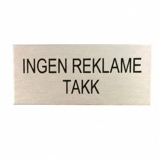 Postkasseskilt "Ingen Reklame" 60mmx25mm