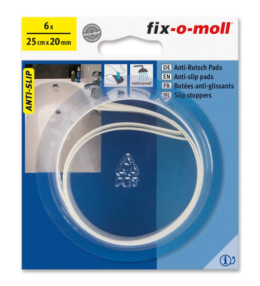 Antisklipads til dusj/badekar Transp.25 cm x 20 mm 6 stk