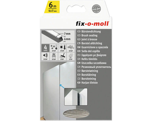 Tetningslist børste 6m 7/4mm GRÅ