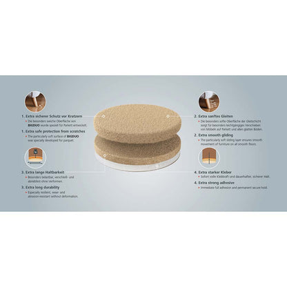 Filtknott selvklebende Beige Bigduo Kampanje 22 stk – beskytter parkett og gulv