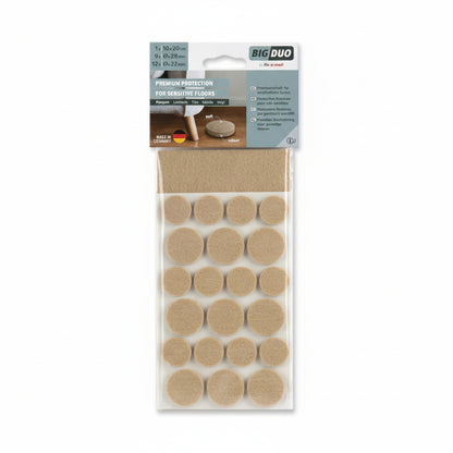 Filtknott selvklebende Beige Bigduo Kampanje 22 stk – beskytter parkett og gulv