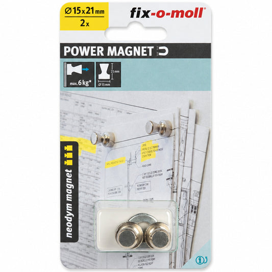 Sterke kjeglemagneter 15 mm – 6 kg – 2 stk