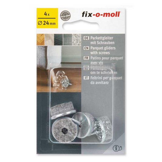 4 stk Ullfilt m skrue 24mm Grå