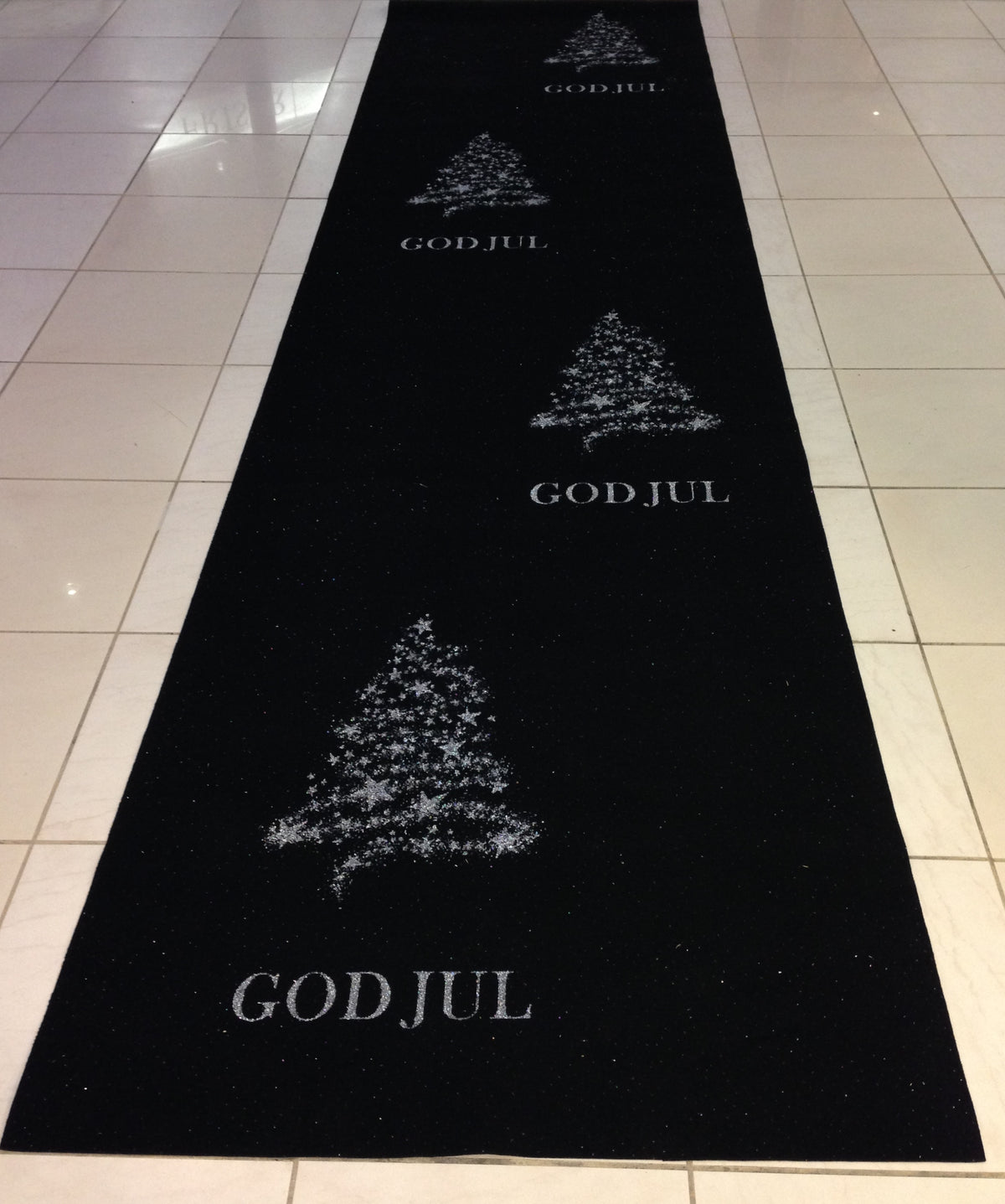Juleløper sort/sølv – God jul – 191 cm