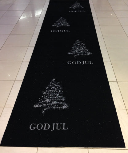 Juleløper sort/sølv – God jul – 191 cm