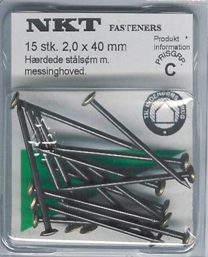 Stålsøm herd.2,5x40blå.mess.hode *C